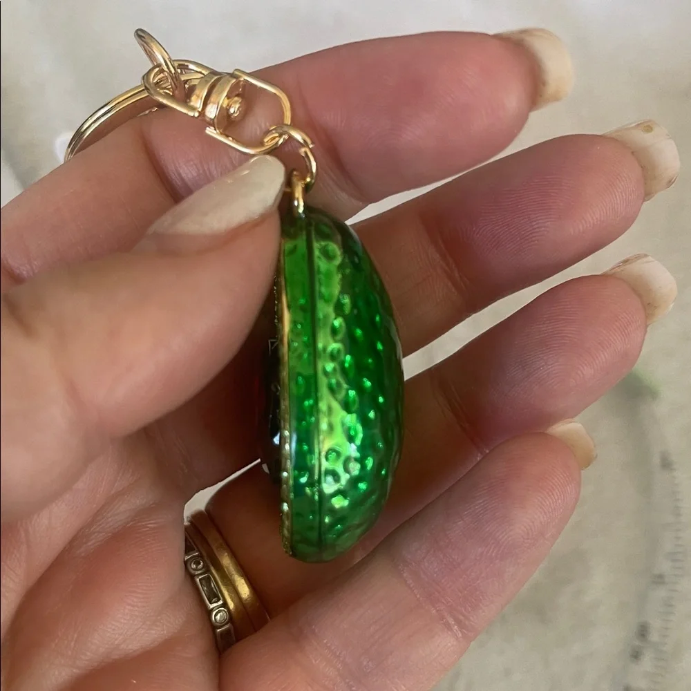 Avocado Keychain with green and orange brown Gems new